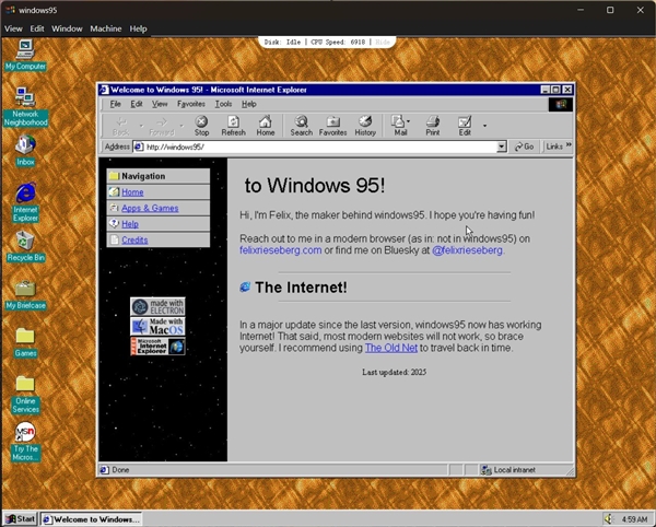 2025年體驗(yàn)Windows 95 無(wú)需重裝超簡(jiǎn)單